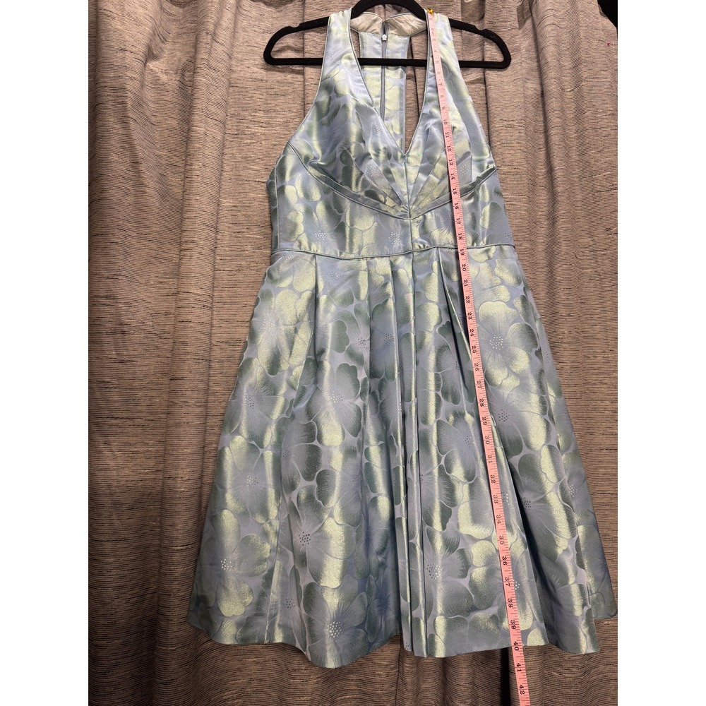 Theia Floral‎ Halter Dress Party Cocktail Fit and Flare Blue Size 12